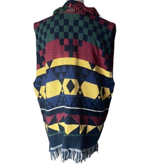 E. Clair Designs Vintage Western Aztec Southwestern Print Blanket Vest OS - Picture 4 of 5
